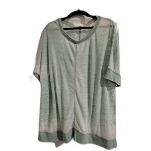 Jane + Delancey Light Green Short Sleeve Semi-Sheer Lightweight Top Size Large